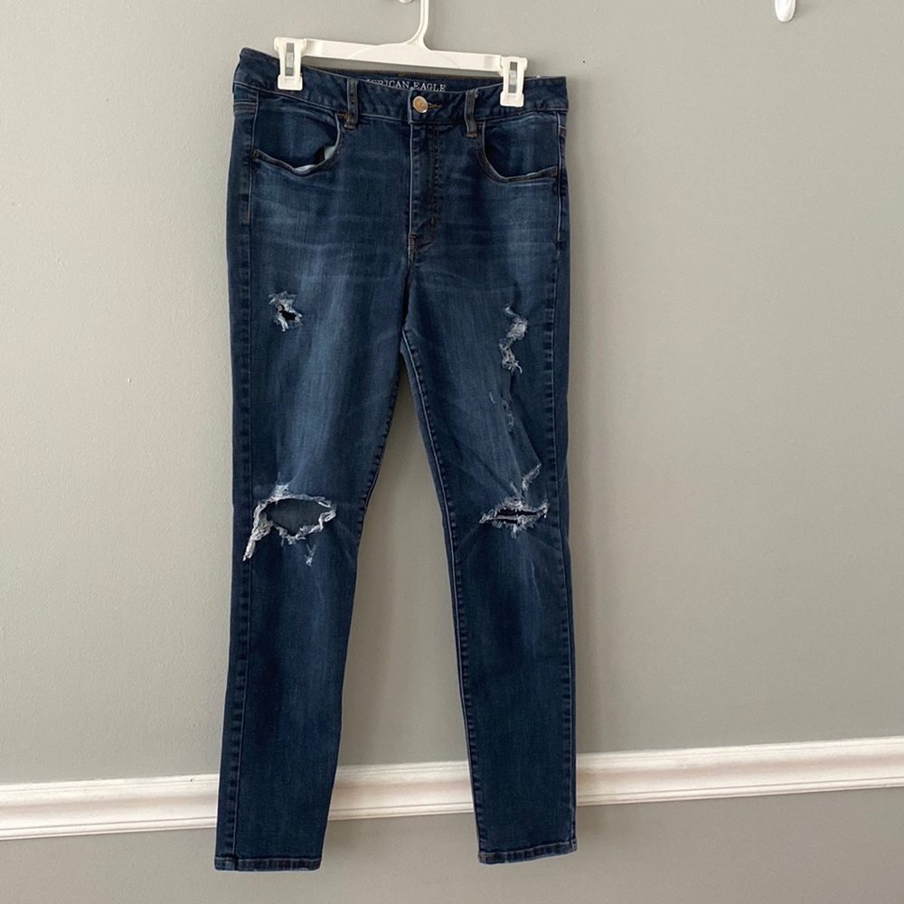 American Eagle High Rise Ripped Jeggings, Super Stretch, 12R